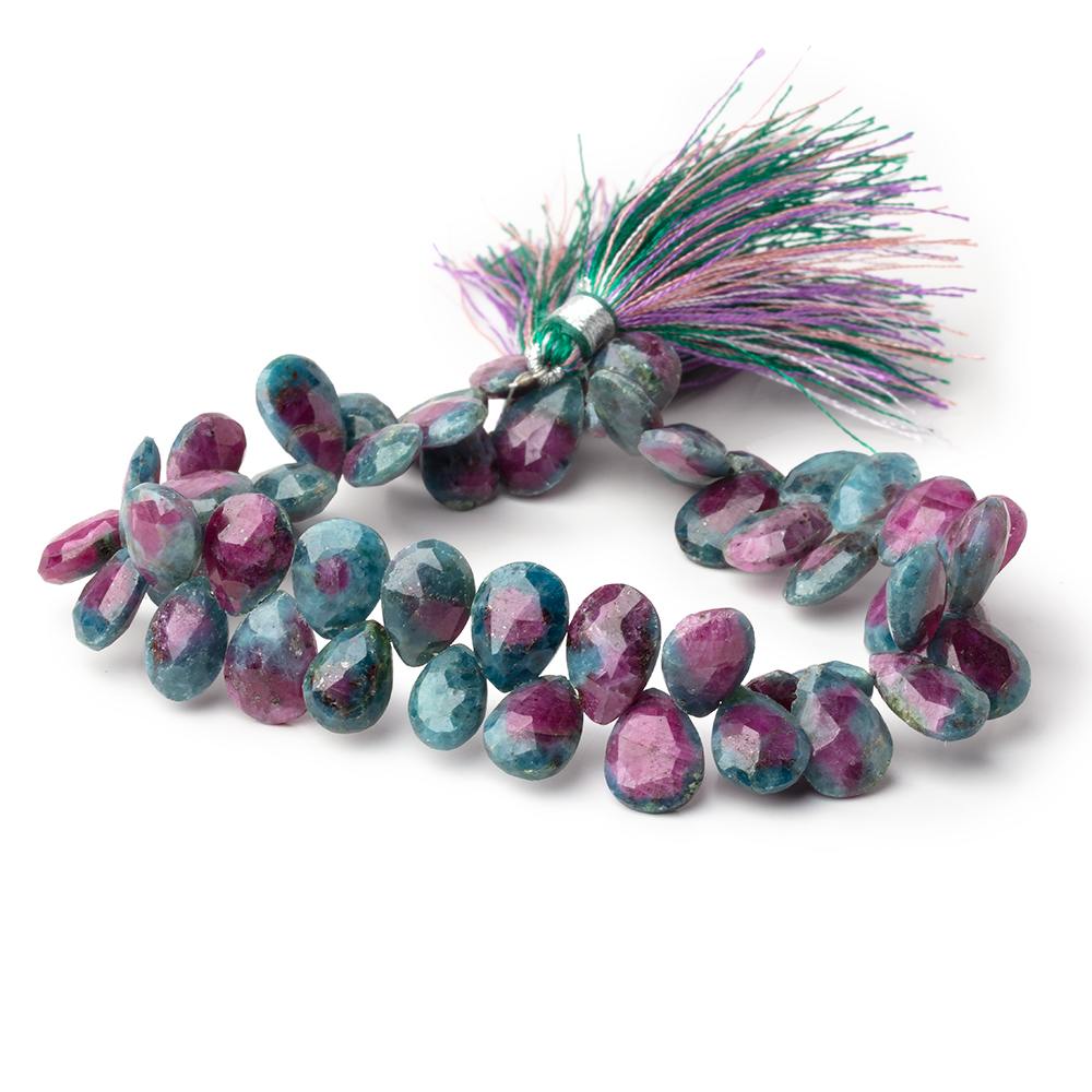 10 - 11mm Ruby in Kyanite Faceted Pear Beads 8 inch 50 pieces - Beadsofcambay.com