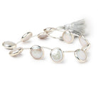 10 - 12mm Silver Bezel Set White Coin Pearl Strand 9 Beads - Beadsofcambay.com