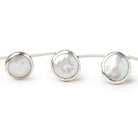 10 - 12mm Silver Bezel Set White Coin Pearl Strand 9 Beads - Beadsofcambay.com