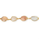 10 - 13mm Vermeil Bezel Multi Color Moonstone Faceted Nugget Chain - Beadsofcambay.com