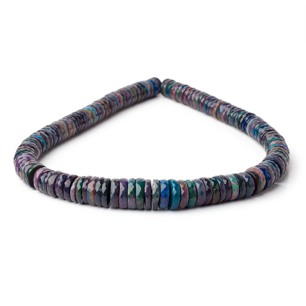 10 - 14mm Ethiopian Wollo Black Opal Faceted Heishi 16 inch 130 Beads AAA - Beadsofcambay.com