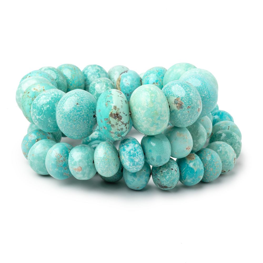 10 - 15.5mm Mongolian Turquoise Plain Rondelle 18 inch 53 Beads - Beadsofcambay.com