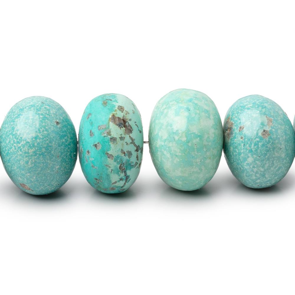 10 - 15.5mm Mongolian Turquoise Plain Rondelle 18 inch 53 Beads - Beadsofcambay.com