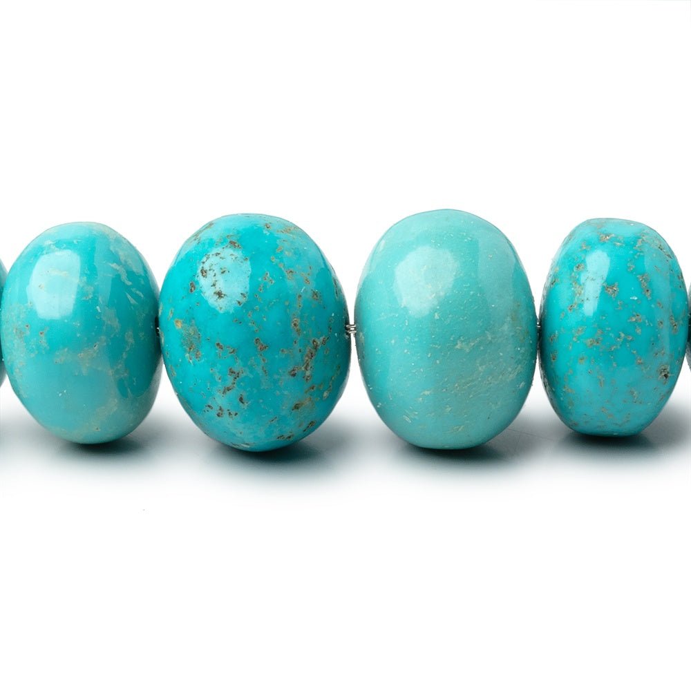 10 - 15mm Mongolian Turquoise Plain Rondelle 18 inch 55 Beads - Beadsofcambay.com