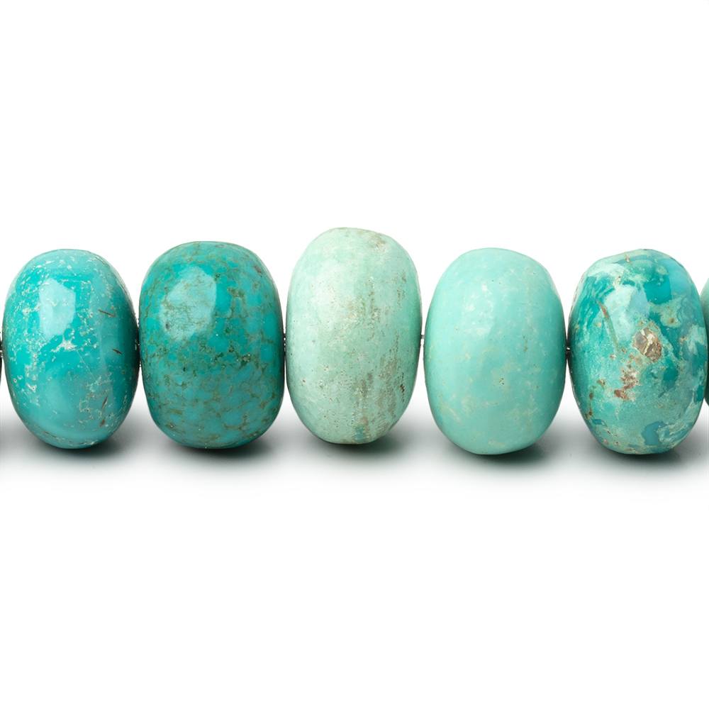 10 - 15mm Mongolian Turquoise Plain Rondelle Beads 18 inch 55 pieces - Beadsofcambay.com