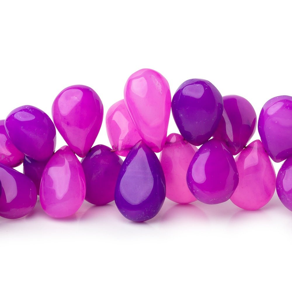 10 - 15mm Orchid Purple Chalcedony Plain Pear 5.5 inch 42 Beads - Beadsofcambay.com