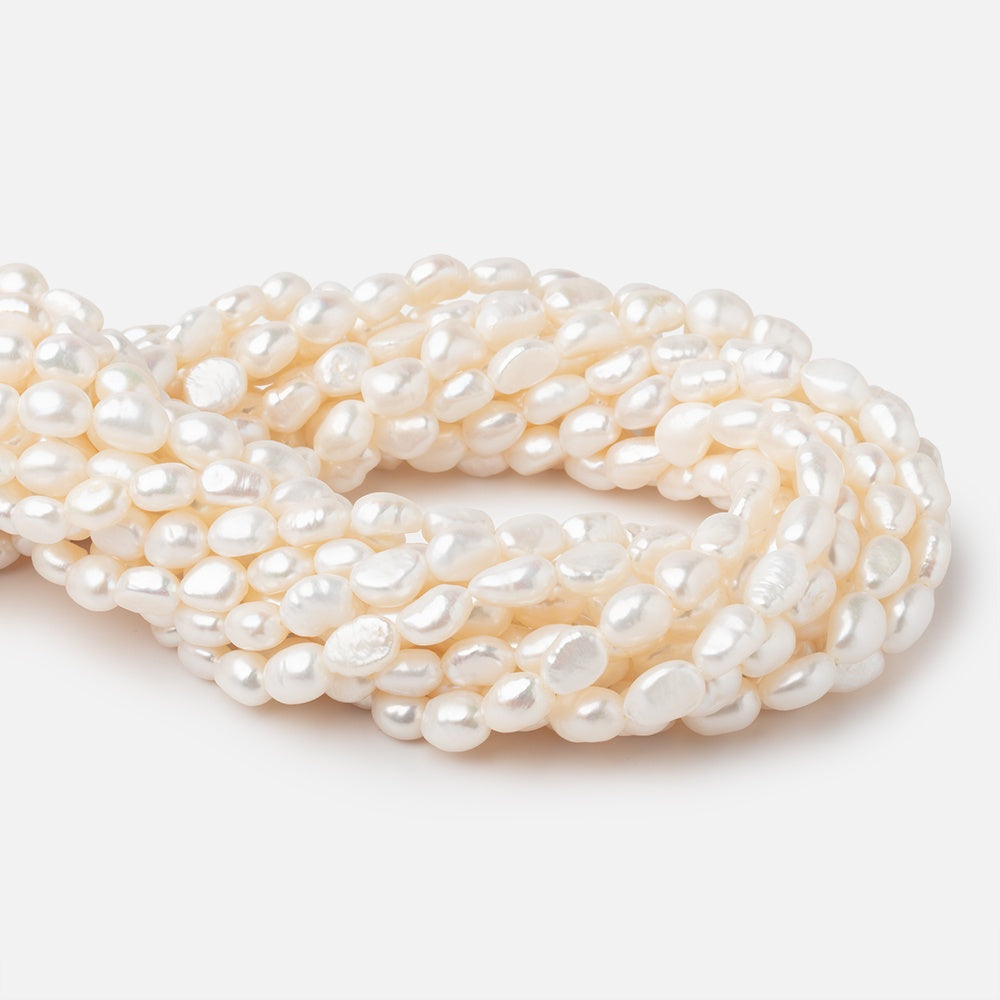 7x6.5-10x7mm Creamy White Baroque Freshwater Pearl 16 inch 35 Beads - BeadsofCambay.com