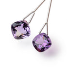 10.5mm Pink Amethyst Pavilion Faceted Cushion Focal Set of 2 Beads AAA - Beadsofcambay.com