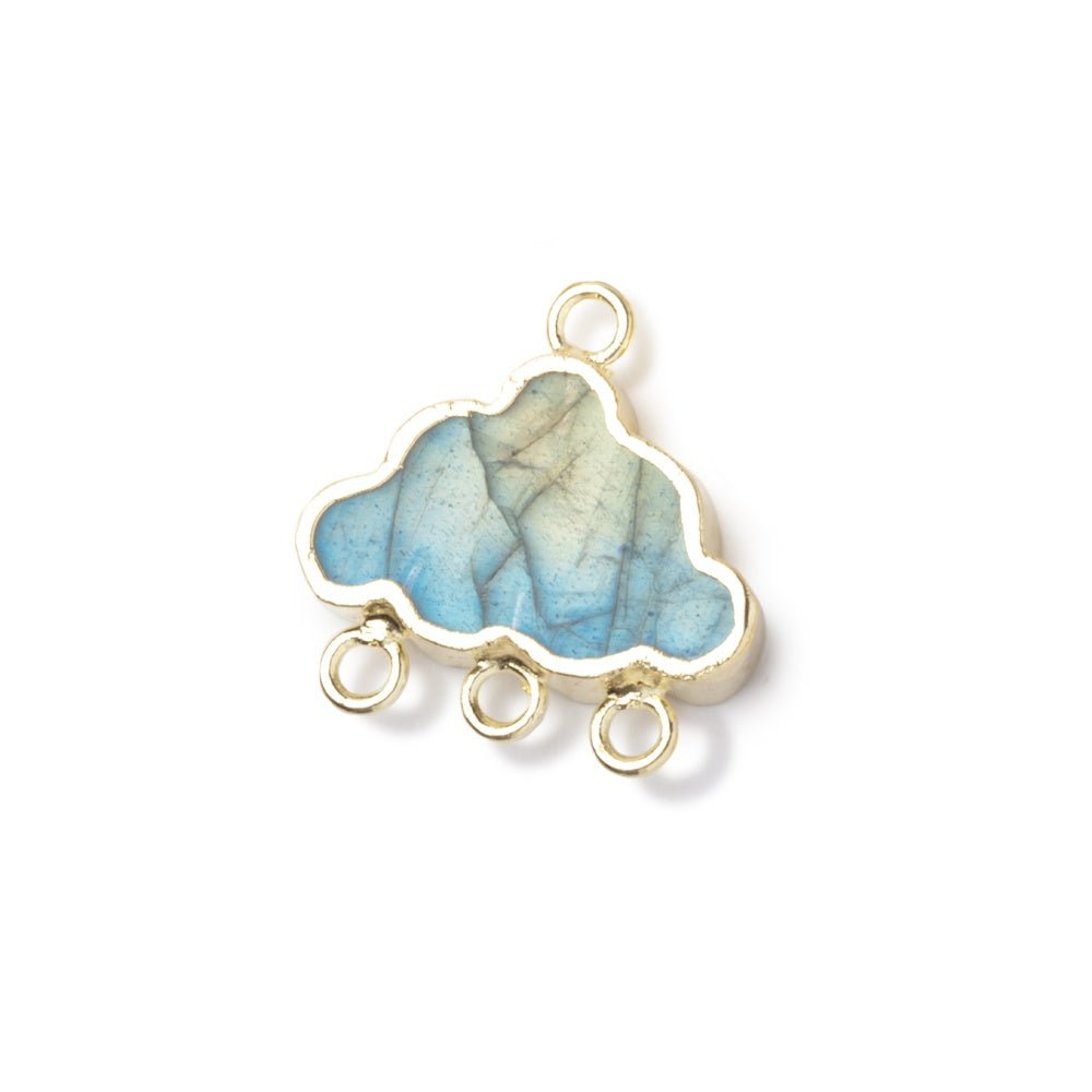 10.5x15.5mm Gold Leafed Labradorite Cloud Four Ring Connector 1 piece - Beadsofcambay.com