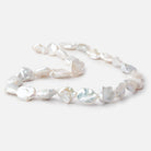 10.5x9.5 - 16x12mm White Keshi Straight Drill Freshwater Pearl 15.5 inch 26 Beads - Beadsofcambay.com