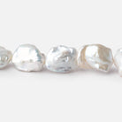 10.5x9.5 - 16x12mm White Keshi Straight Drill Freshwater Pearl 15.5 inch 26 Beads - Beadsofcambay.com