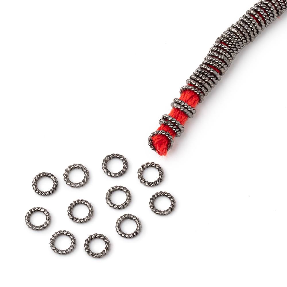 6mm Twisted Jump Rings on an 8 inch Strand - BeadsofCambay.com