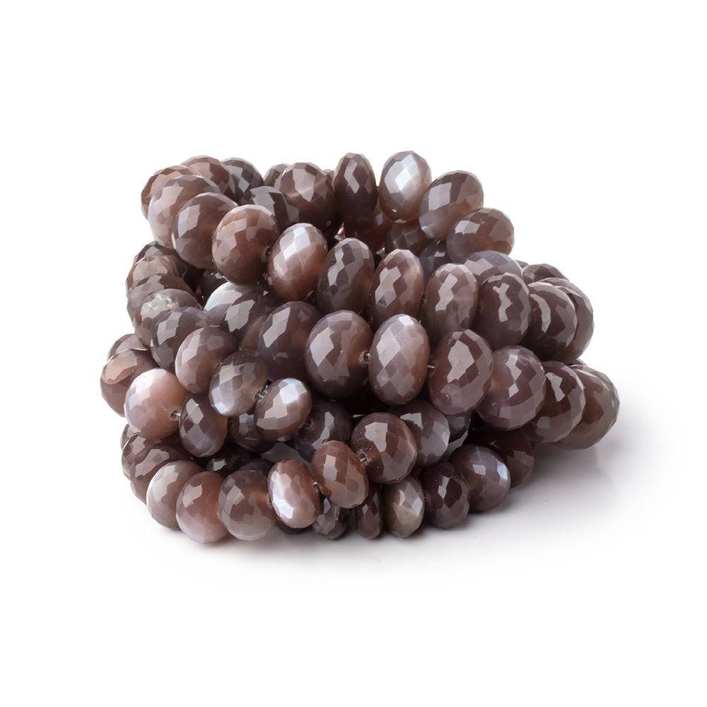 6.5-12mm Chocolate Moonstone Faceted Rondelle 16 inch 65 Beads - BeadsofCambay.com