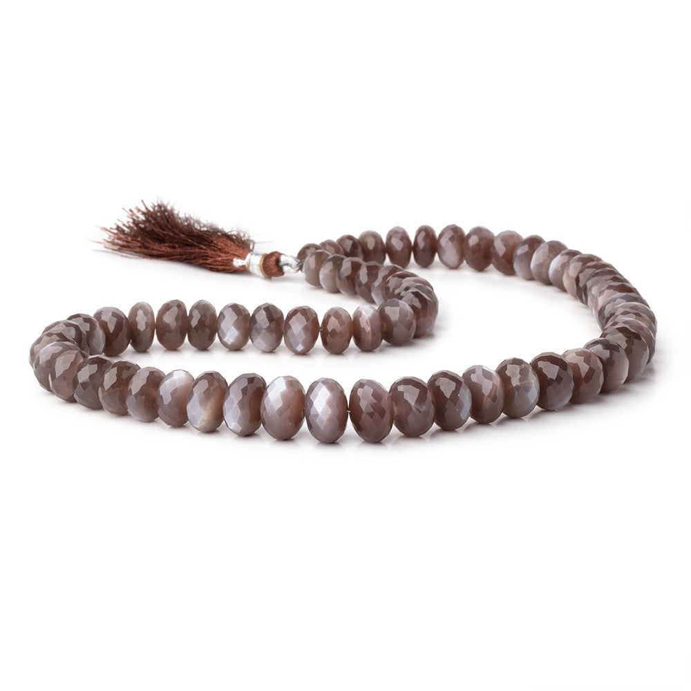6.5-12mm Chocolate Moonstone Faceted Rondelle 16 inch 65 Beads - BeadsofCambay.com
