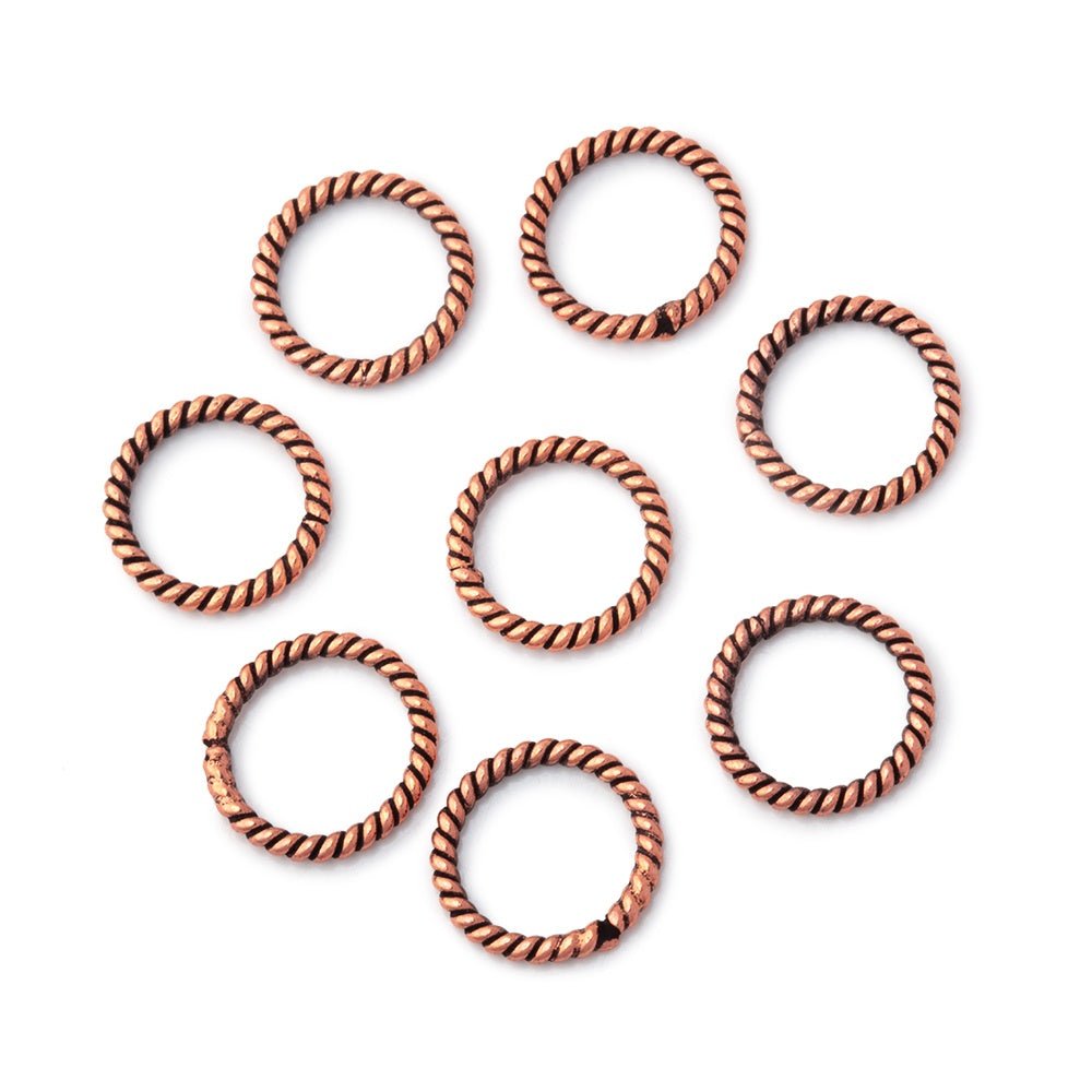 10mm Antiqued Copper Twisted Jump Ring Set of 25 pieces - Beadsofcambay.com
