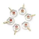 10mm Crystal Quartz Hexagon with Bezeled Garnet Inlay 1 Pendant - Beadsofcambay.com