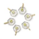 10mm Crystal Quartz Hexagon with Bezeled Peridot Inlay 1 Pendant - Beadsofcambay.com