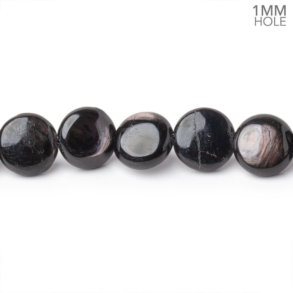 10mm Hypersthene Plain Coin Beads 15.5 inch 40 pieces 1mm Drill Hole - Beadsofcambay.com