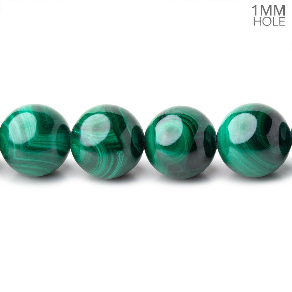 10mm Malachite Plain Round Beads 16 inch 40 pieces 1mm drill hole A - Beadsofcambay.com
