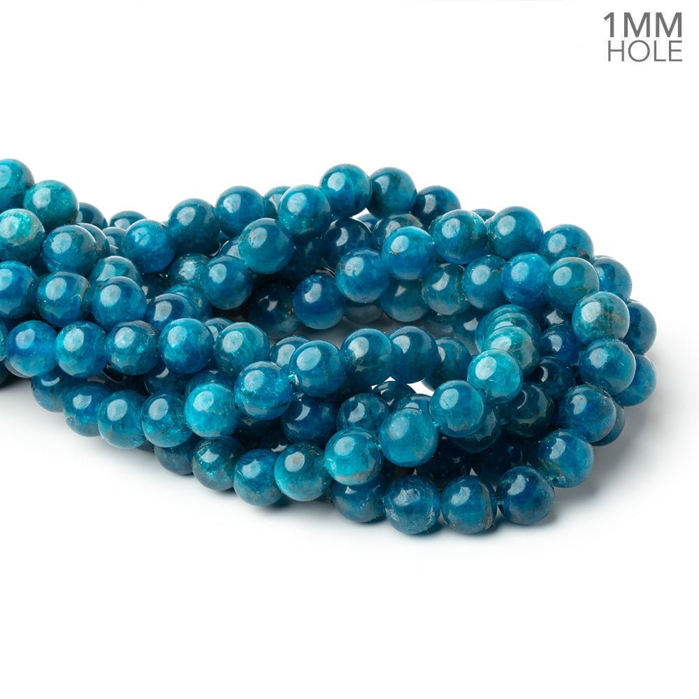 10mm Neon Blue Apatite Plain Round 15.5 inch 42 Beads 1mm Hole - Beadsofcambay.com
