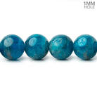 10mm Neon Blue Apatite Plain Round 15.5 inch 42 Beads 1mm Hole - Beadsofcambay.com