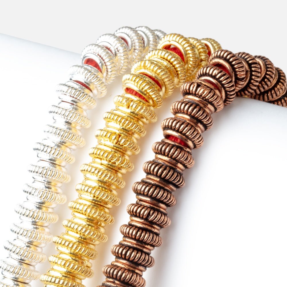 10mm Pinwheel Spacer with 4mm Large Hole 8 inch 43 Beads - Beadsofcambay.com