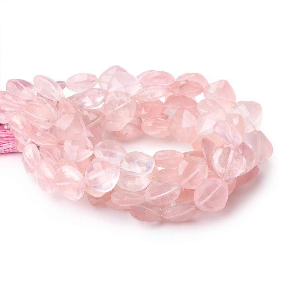 10mm Rose Quartz Faceted Pillow Beads 7.5 inch 17 pieces - Beadsofcambay.com