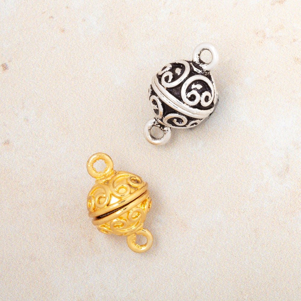10mm Simple Scroll Design Magnetic Clasp 1 piece - Beadsofcambay.com