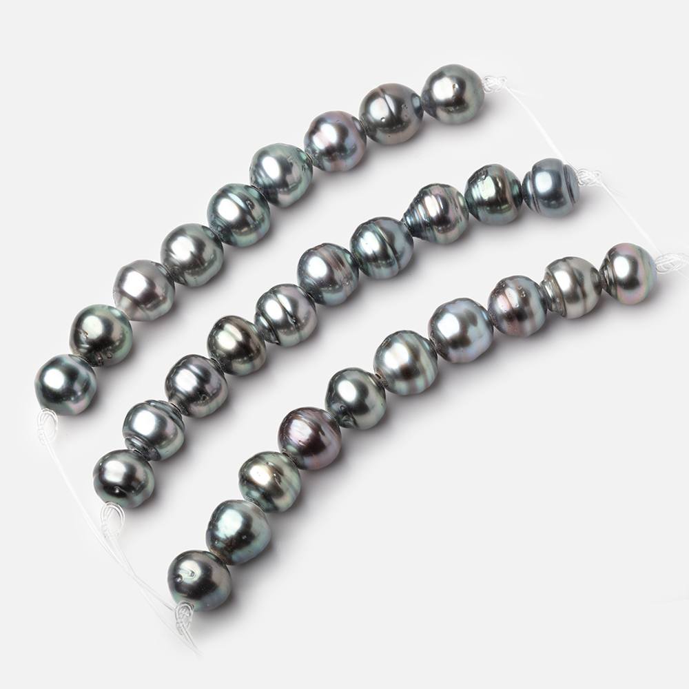 10mm Tahitian 2mm Large Hole Saltwater Pearls 4 inch 9 Beads A - Beadsofcambay.com