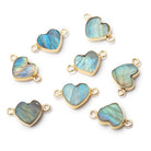 10mm Vermeil Bezel Labradorite Flat Heart Connector 1 piece - Beadsofcambay.com