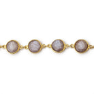 10mm Vermeil Bezel Set Chocolate Moonstone Faceted Coin Chain - Beadsofcambay.com
