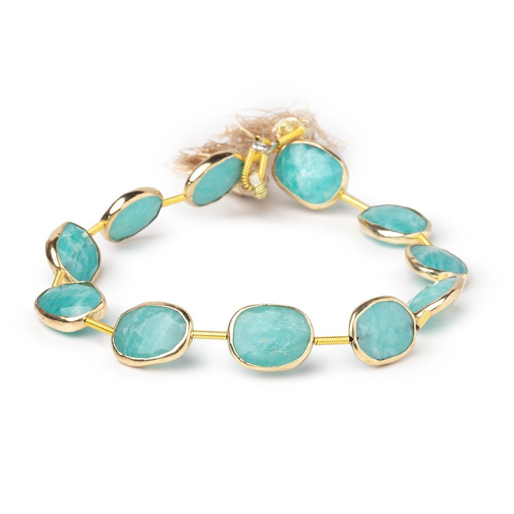 10x13mm Vermeil Bezel Amazonite Faceted Nugget Strand 10 Beads - Beadsofcambay.com