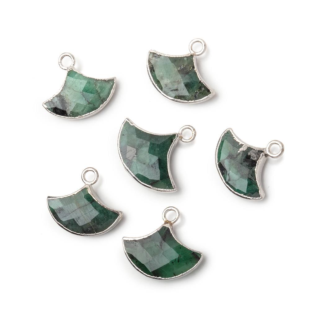 10x15mm Silver Leafed Emerald Faceted Fan Focal Pendant 1 piece - Beadsofcambay.com