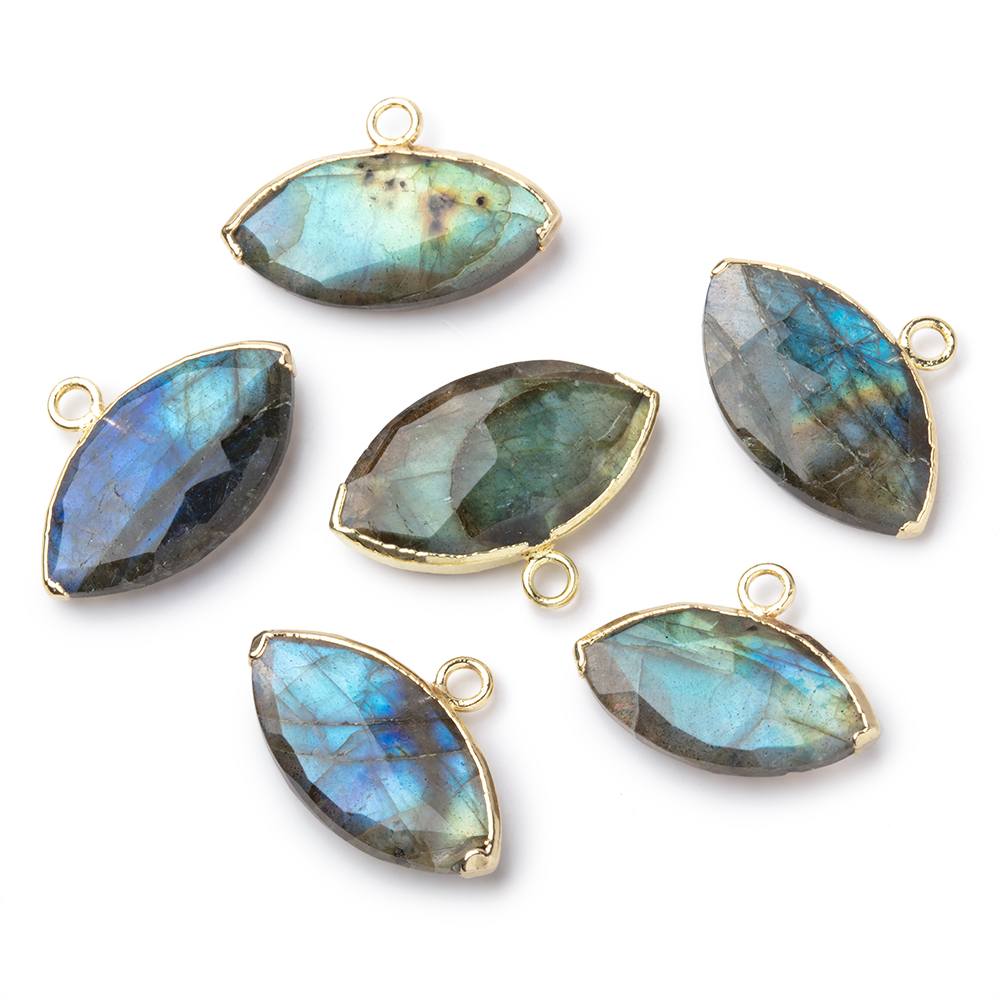 10x19-11x21mm Gold Leafed Labradorite Faceted Marquise 1 Focal Pendant - Beadsofcambay.com