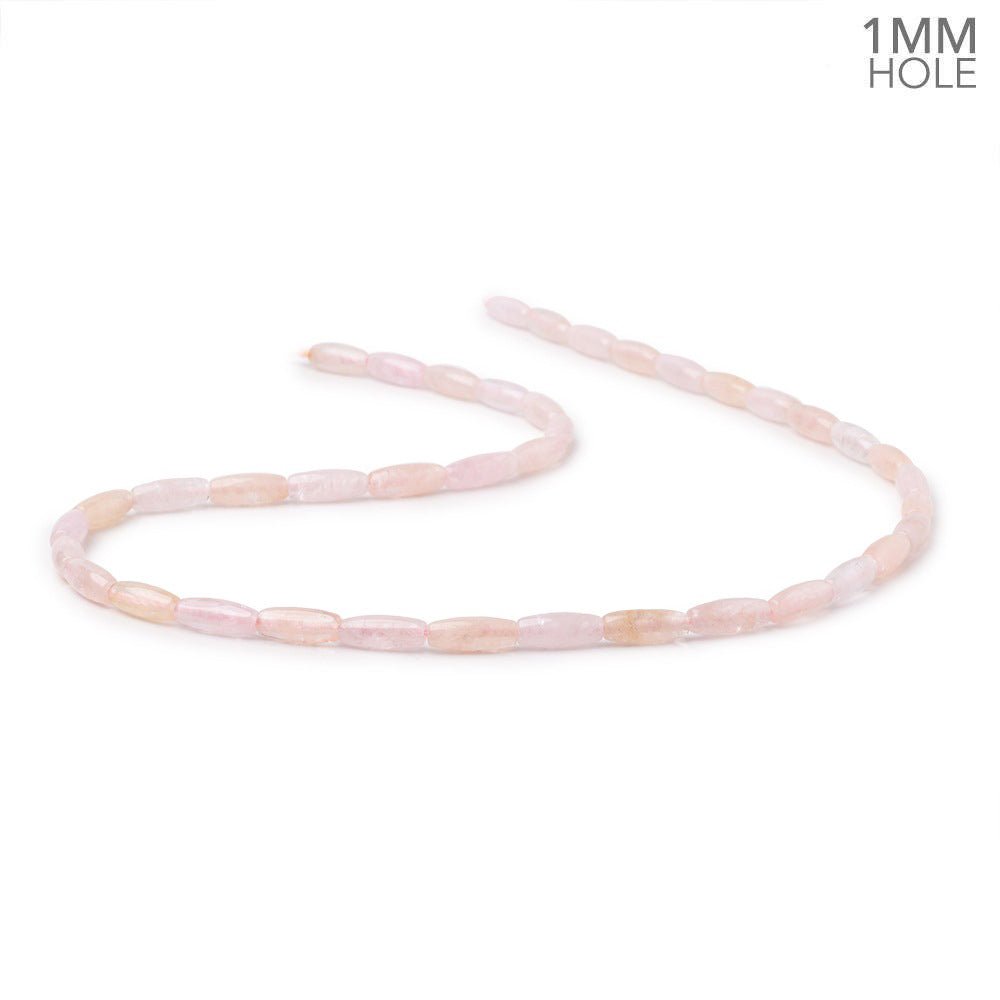 10x4mm Morganite Plain Rice Beads 16 inch 40 pieces 1mm Drill Hole - Beadsofcambay.com