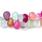 10x7 - 11x9mm Multi Color Chalcedony Faceted Pears 8 inch 52 Beads - Beadsofcambay.com