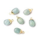 10x7mm Gold Leafed Aquamarine Plain Nugget 1 Pendant - Beadsofcambay.com