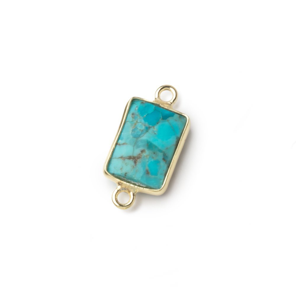 10x7mm Vermeil Bezel Turquoise Faceted Rectangle Connectors 1 piece - Beadsofcambay.com