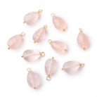 10x7mm Vermeil Wire Wrapped Rose Quartz Faceted Tear Drop 1 Pendant - Beadsofcambay.com