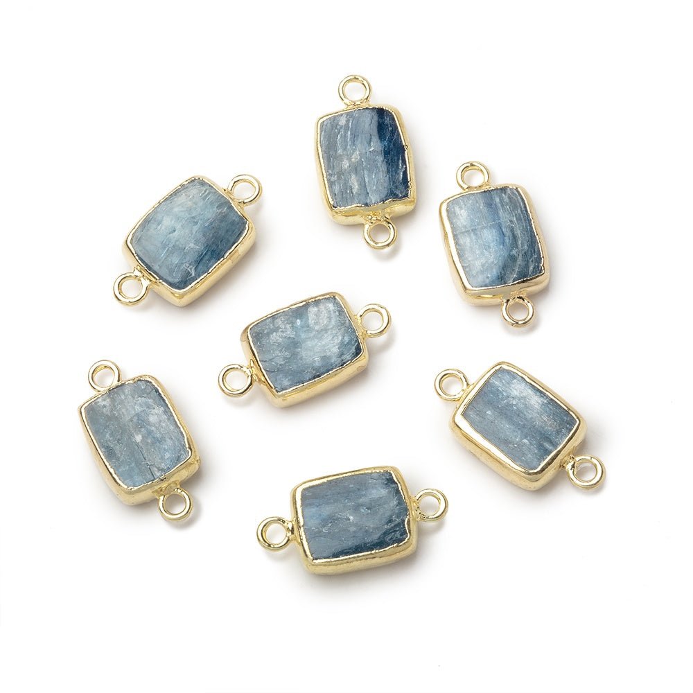 10x8mm Gold Leafed Kyanite Plain Rectangle 1 Connector - Beadsofcambay.com