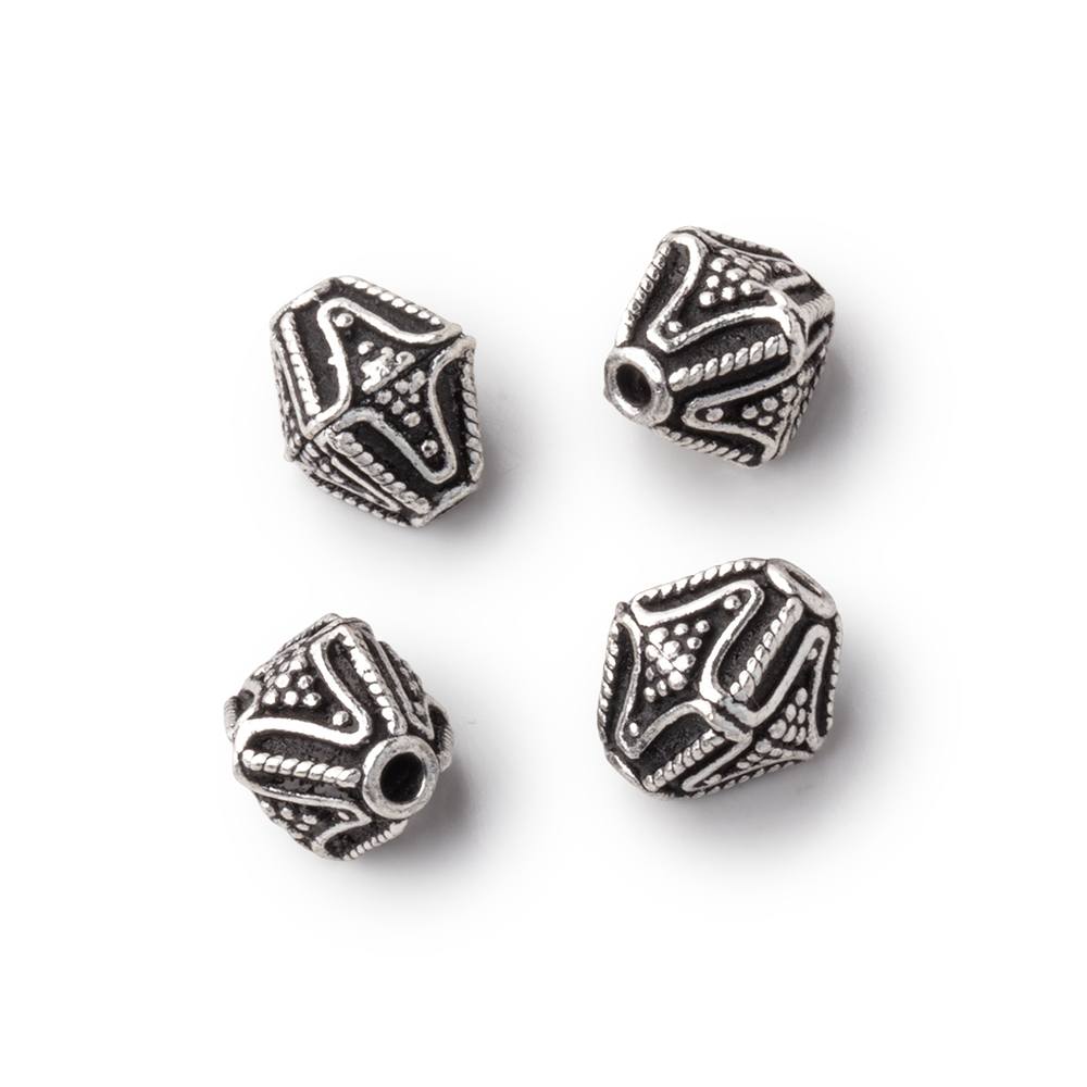 10x8mm Pyramid Bead with Miligrain Design Set of 4 pieces - Beadsofcambay.com