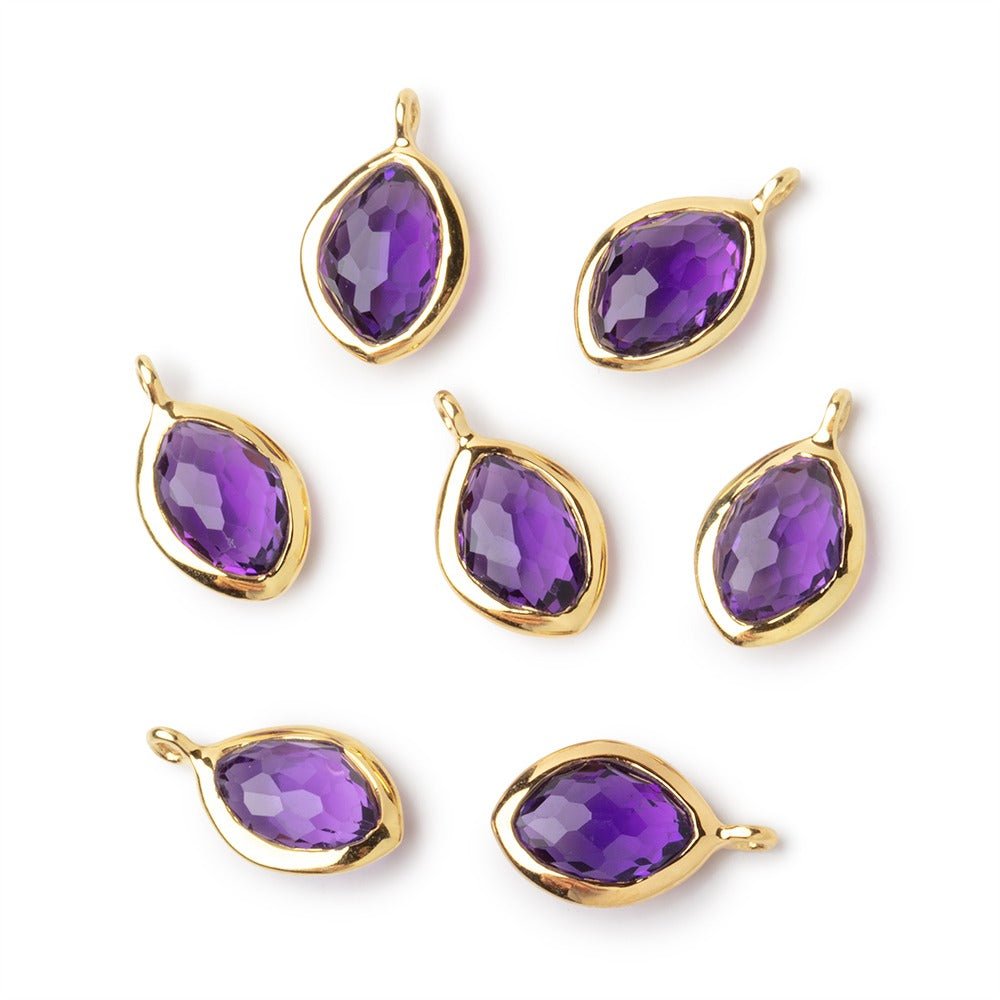 10x8mm Vermeil Bezel Amethyst Faceted Marquise 1 Pendant - Beadsofcambay.com