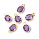 10x8mm Vermeil Bezel Amethyst Faceted Oval Pendant 1 piece - Beadsofcambay.com
