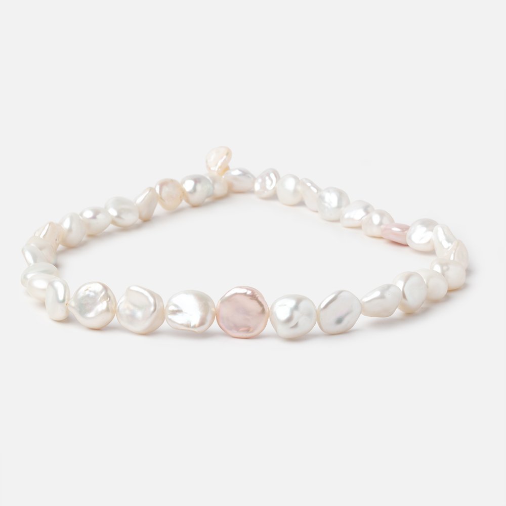 10x9 - 13x13mm Off White Keshi Freshwater Pearls 15.5 inch 36 beads - Beadsofcambay.com