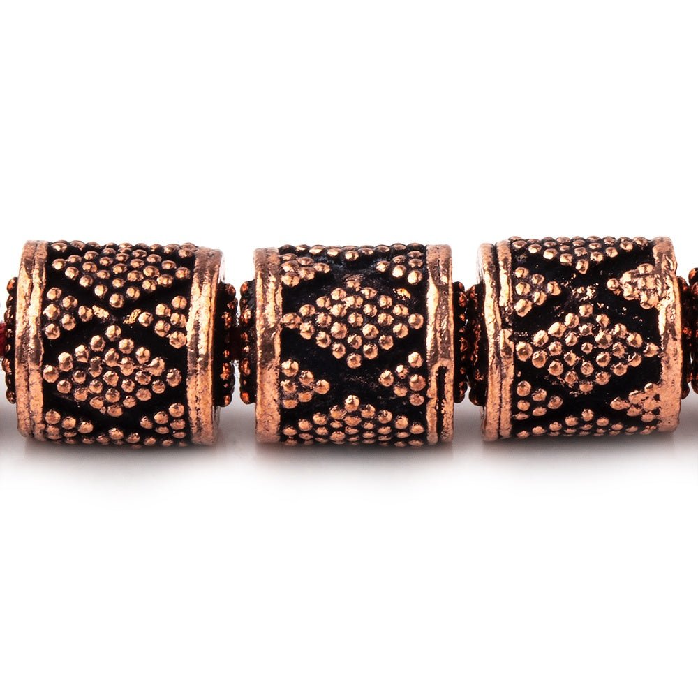 10x9mm Miligrain Diamond Design Tube Beads 7.5 inch 18 pieces - Beadsofcambay.com