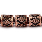 10x9mm Miligrain Diamond Design Tube Beads 7.5 inch 18 pieces - Beadsofcambay.com