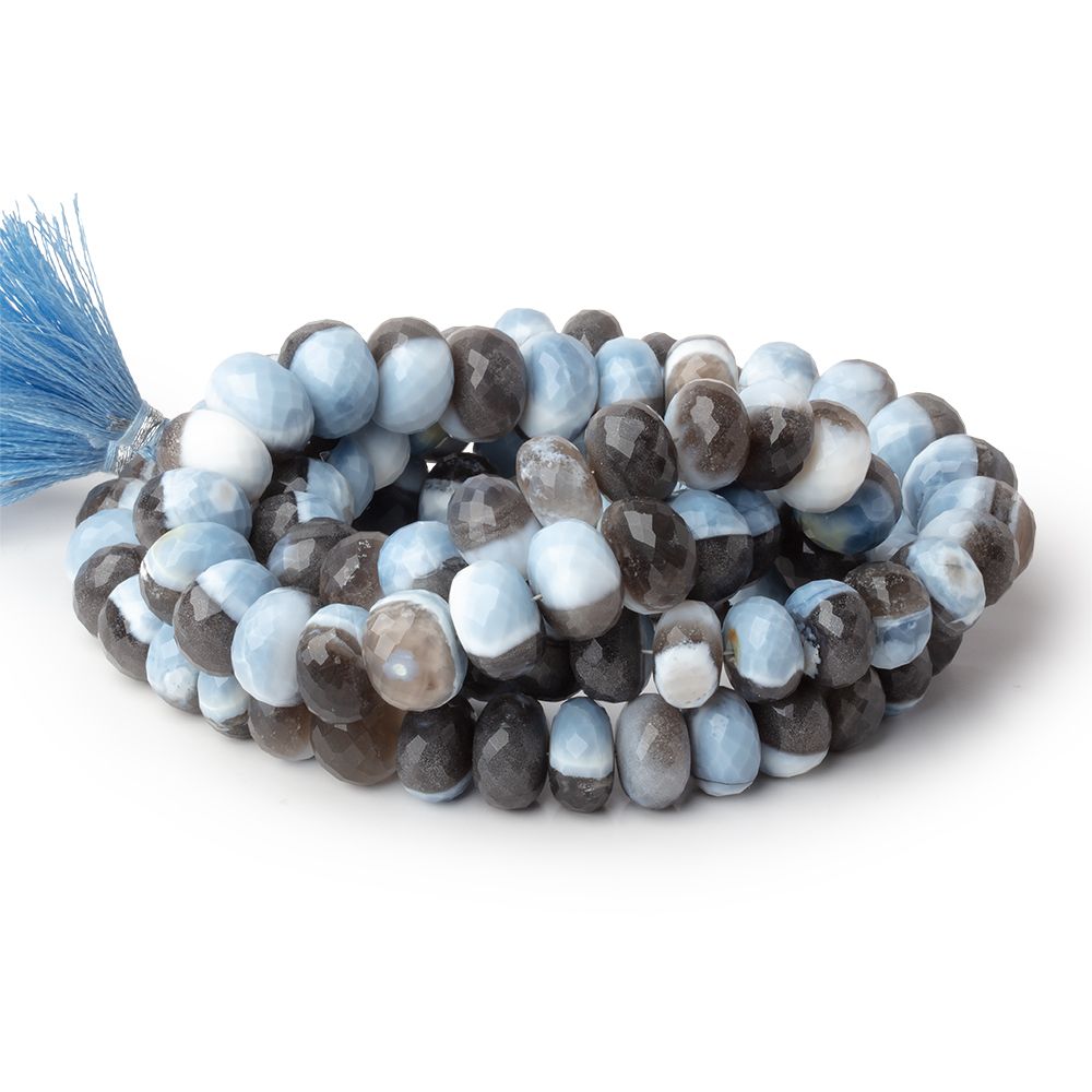 11-12mm Banded Owyhee Denim Blue Opal Faceted Rondelle 16 inch 51 Beads - Beadsofcambay.com