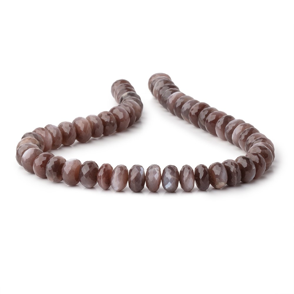 11-12mm Chocolate Moonstone Faceted Rondelle 14 inch 51 Beads - Beadsofcambay.com