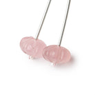 11 - 12mm Rose Quartz Carved Melon Focals Set of 2 Beads - Beadsofcambay.com