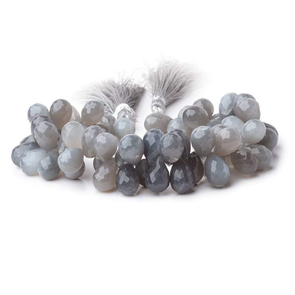 11-13mm Platinum Gray Moonstone Faceted Tear Drop Beads 8 inch 58 pieces - Beadsofcambay.com
